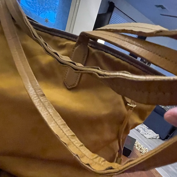 Prada Nylon Tote Saffiano Leather Tessuto Shoulder Tote Pre Loved Yellow - Picture 16 of 16